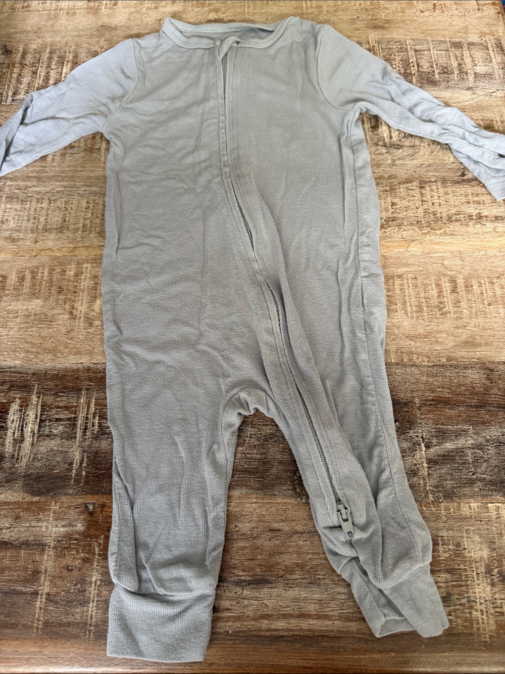 cloud island Light Gray Zip-Up Footed One-Piece